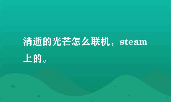 消逝的光芒怎么联机，steam上的。