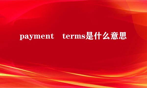 payment terms是什么意思