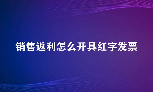 销售返利怎么开具红字发票