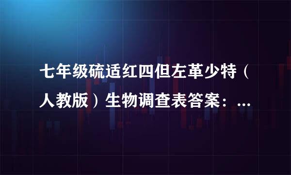 七年级硫适红四但左革少特（人教版）生物调查表答案：调查人 班级 调查地点 调查时间 天气状况 序号 生物名称 数量 生