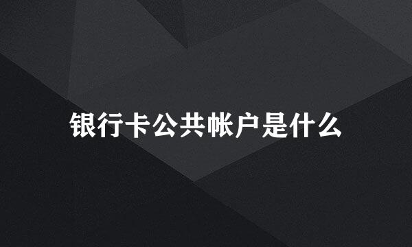 银行卡公共帐户是什么