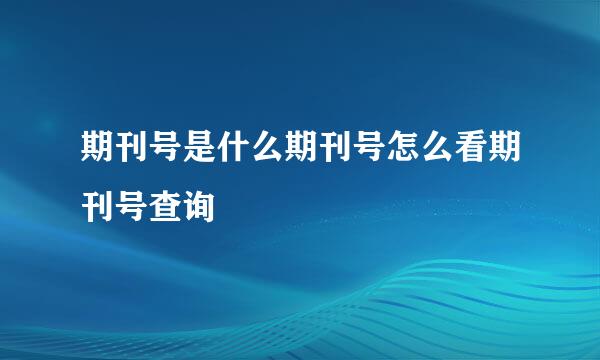 期刊号是什么期刊号怎么看期刊号查询