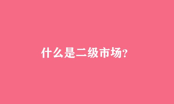 什么是二级市场？