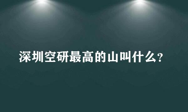 深圳空研最高的山叫什么？