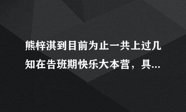 熊梓淇到目前为止一共上过几知在告班期快乐大本营，具体哪几期。来自