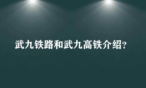 武九铁路和武九高铁介绍？