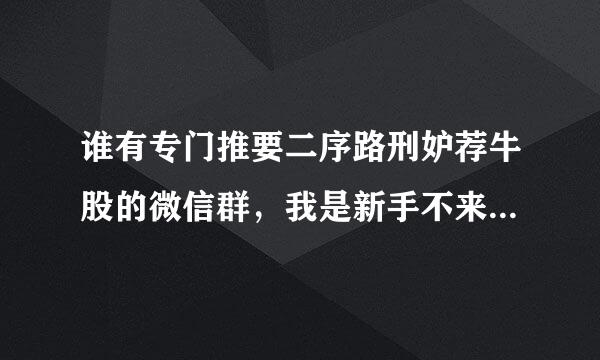 谁有专门推要二序路刑妒荐牛股的微信群，我是新手不来自会选股