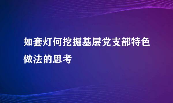 如套灯何挖掘基层党支部特色做法的思考