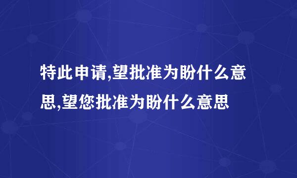 特此申请,望批准为盼什么意思,望您批准为盼什么意思