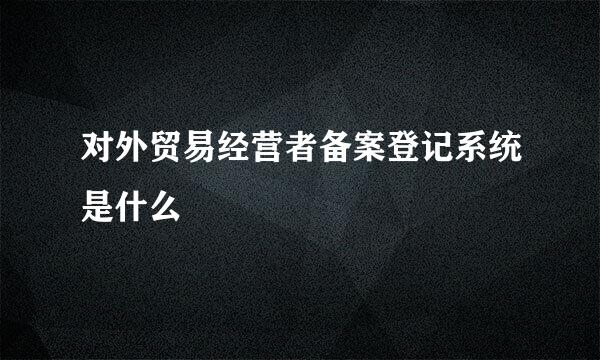 对外贸易经营者备案登记系统是什么