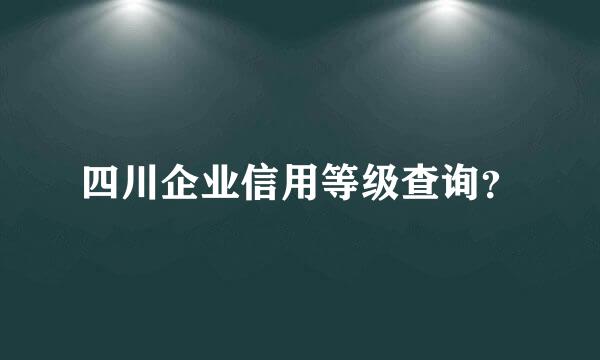 四川企业信用等级查询？