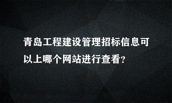 青岛工程建设管理招标信息可以上哪个网站进行查看？