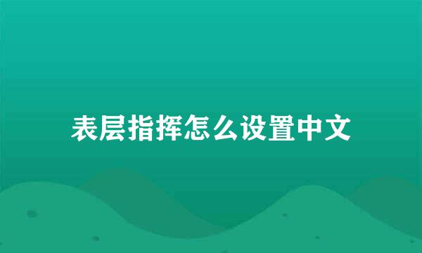 表层指挥怎么设置中文