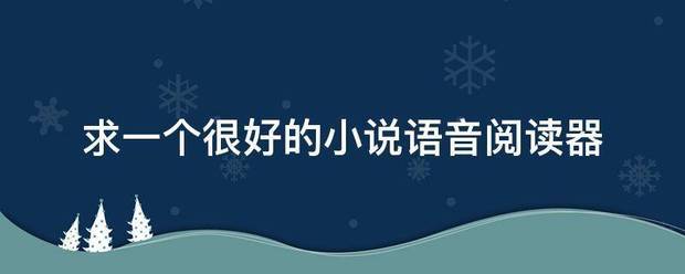 求一个很好的来自小说语音阅读器