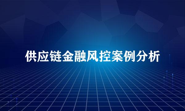 供应链金融风控案例分析