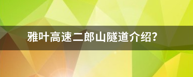 雅叶高速二郎山隧道介绍？