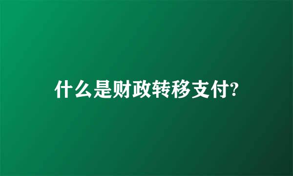 什么是财政转移支付?