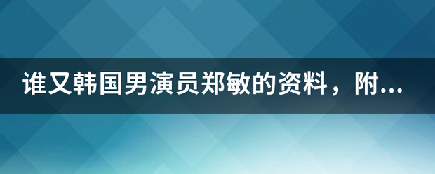 谁又韩国男演员郑敏的资料，附带图片，谢啦