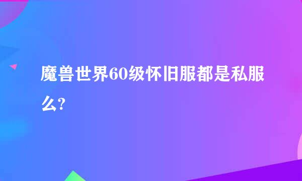 魔兽世界60级怀旧服都是私服么?