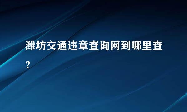 潍坊交通违章查询网到哪里查？