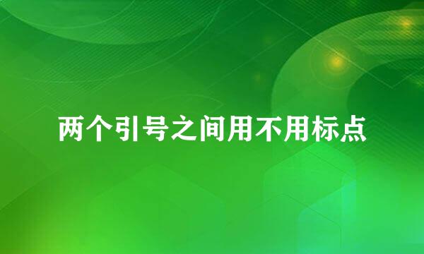 两个引号之间用不用标点