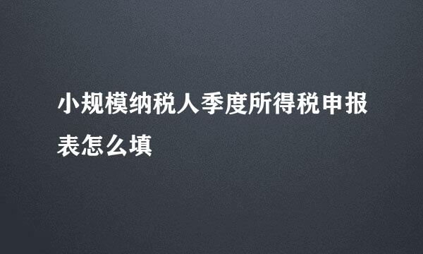 小规模纳税人季度所得税申报表怎么填