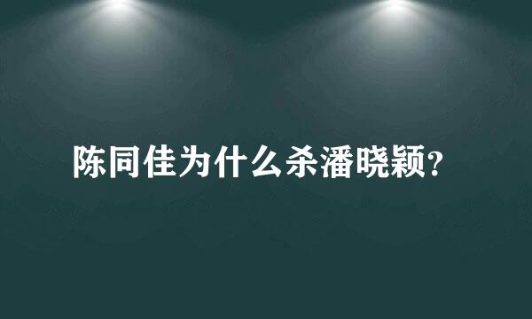 陈同佳为什么杀潘晓颖？