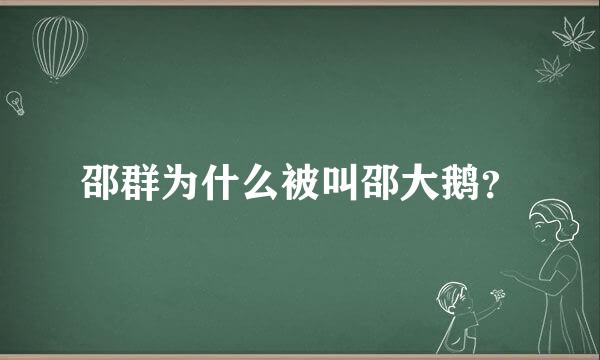 邵群为什么被叫邵大鹅？