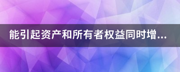 能来自引起资产和所有者权益同时增加的经济业务是哪些？