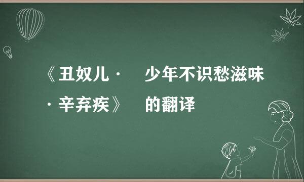 《丑奴儿· 少年不识愁滋味·辛弃疾》 的翻译