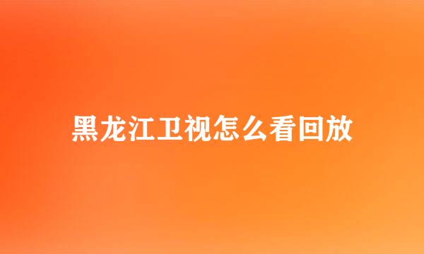 黑龙江卫视怎么看回放