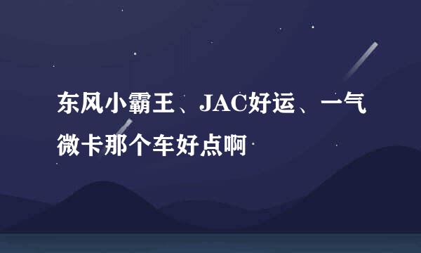 东风小霸王、JAC好运、一气微卡那个车好点啊