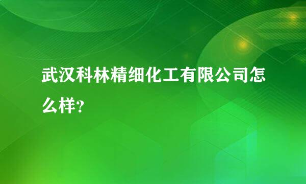 武汉科林精细化工有限公司怎么样？