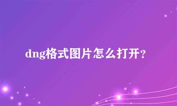 dng格式图片怎么打开？