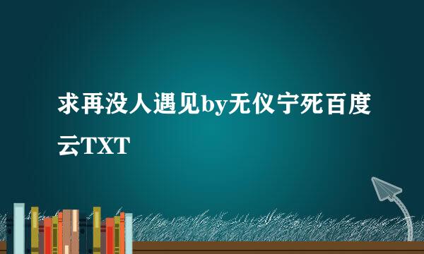 求再没人遇见by无仪宁死百度云TXT