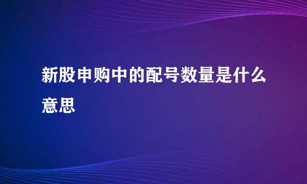 新股申购中的配号数量是什么意思