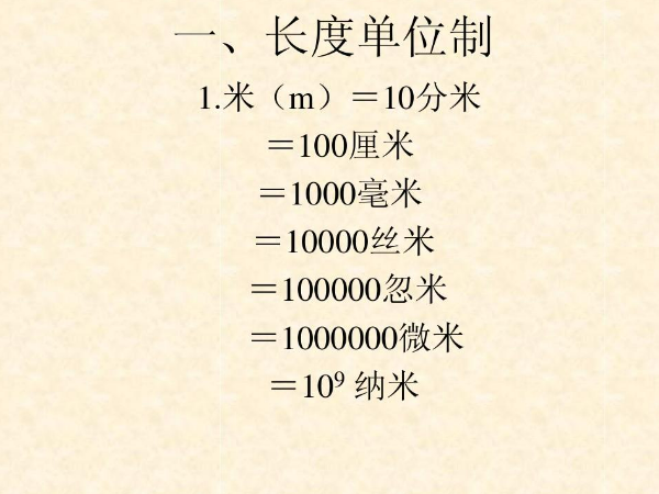 一纳米等于多少米