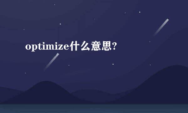 optimize什么意思?