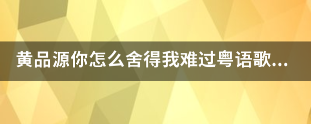 黄品源你怎么舍得我难过粤语歌名叫什客质土等京般胶适阳么