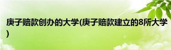 庚子赔款建立的8所大学