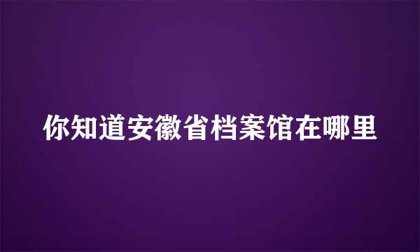 你知道安徽省档案馆在哪里