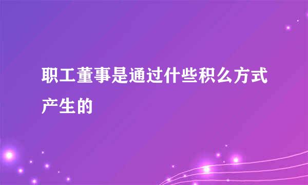 职工董事是通过什些积么方式产生的