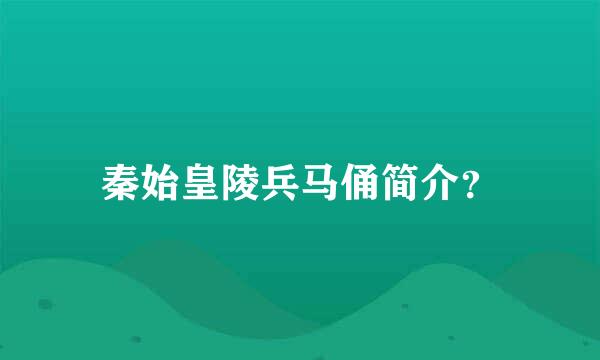 秦始皇陵兵马俑简介？