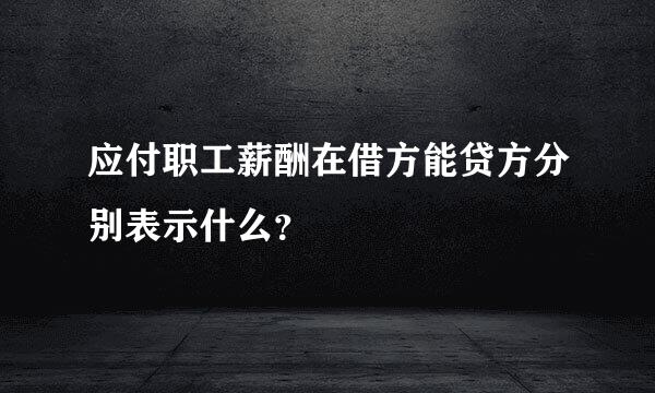 应付职工薪酬在借方能贷方分别表示什么？