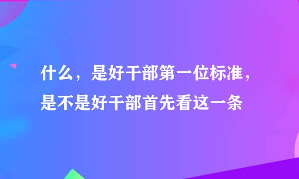 什么，是好干部第一位标准，是不是好干部首先看这一条