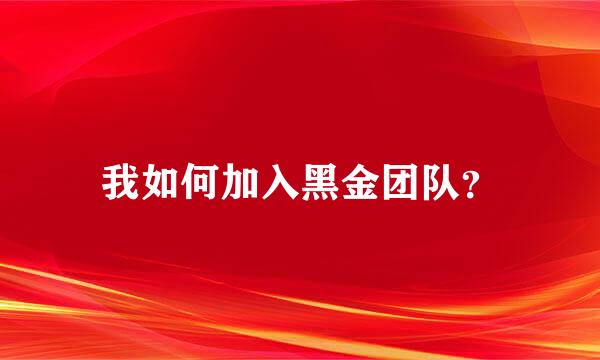 我如何加入黑金团队？