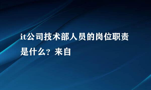 it公司技术部人员的岗位职责是什么？来自