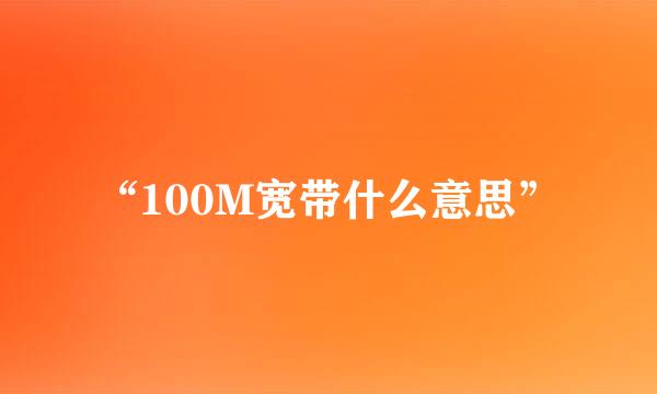 “100M宽带什么意思”