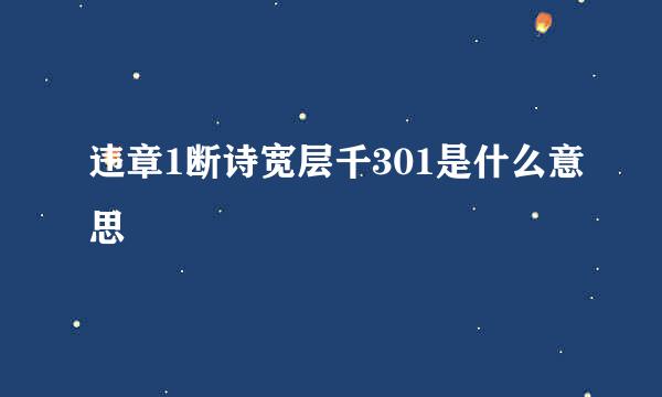 违章1断诗宽层千301是什么意思