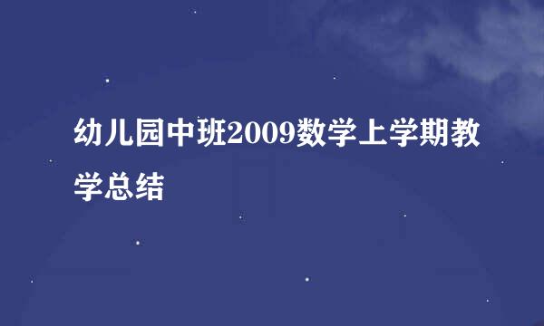 幼儿园中班2009数学上学期教学总结